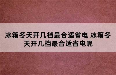 冰箱冬天开几档最合适省电 冰箱冬天开几档最合适省电呢